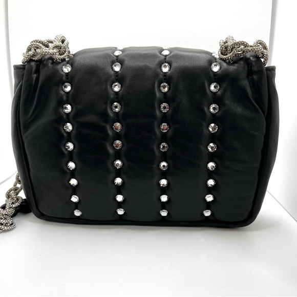 Tom Ford Black Leather Purse Studded Sequin Chain Link Shoulder Bag - Picture 4 of 16